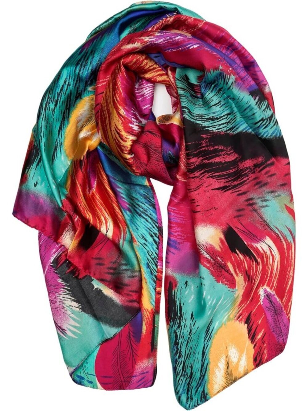 Women's Pink-Multi-Color Skinny Silky Lightweight Sunscreen Shawls Wraps